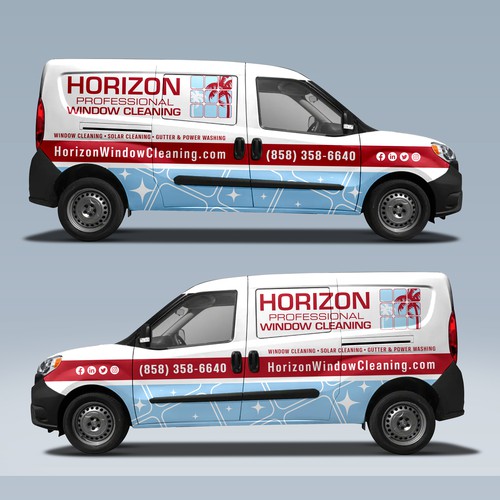 Eye catching cargo van wrap for window cleaning Design by DuhaCreative