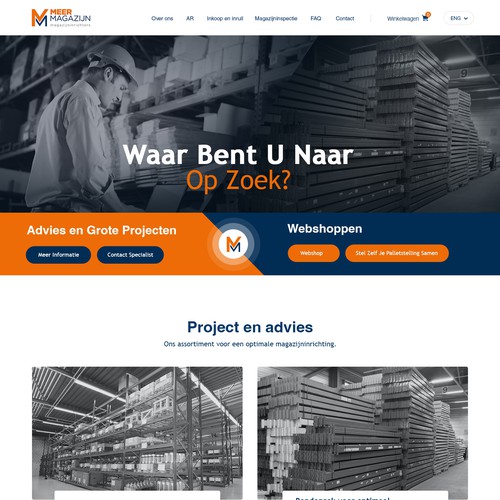 Design Creative website templates for a leading pallet racks company_ Meermagazijn di Adventix