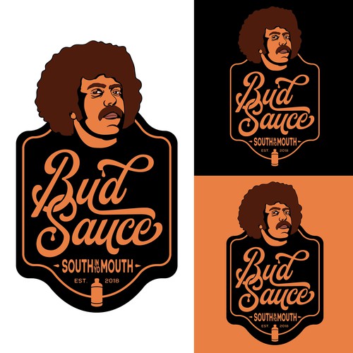 Powerful and eye catching BBQ sauce logo Design by Sawce Design Co.