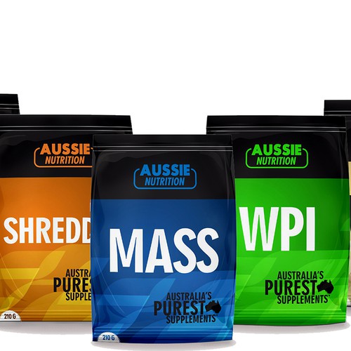 Aussie Nutrition supplement range needs new packaging! Design by atensebling