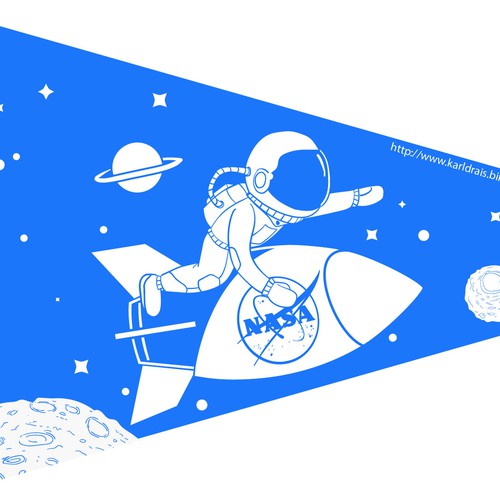 Bicycle flag for boys with space theme Design by udik urban