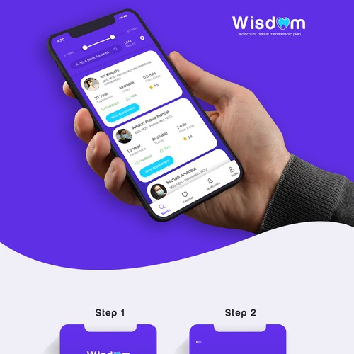 Wisdom, a discount dental membership plan (app) Design by Emily@