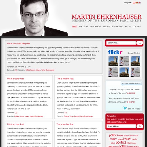 Wordpress Theme for MEP Martin Ehrenhauser Réalisé par emzdesign