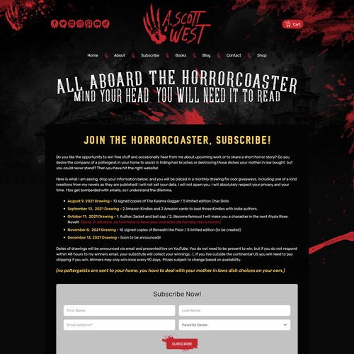 Website Redesign for Horror Author - Get Creepy! Design by pixelwebplanet