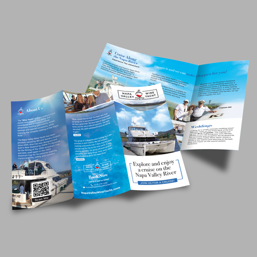 Tri-fold brochure for Napa Valley Wine Yacht tours Design by Adi Azudin