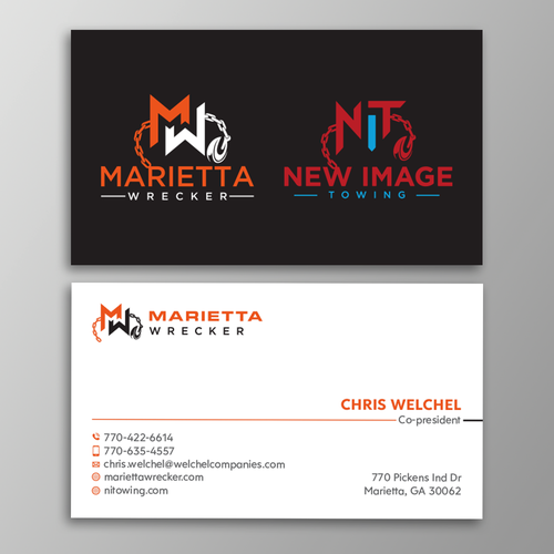 Powerful business card for large towing enterprise Design by Design sp