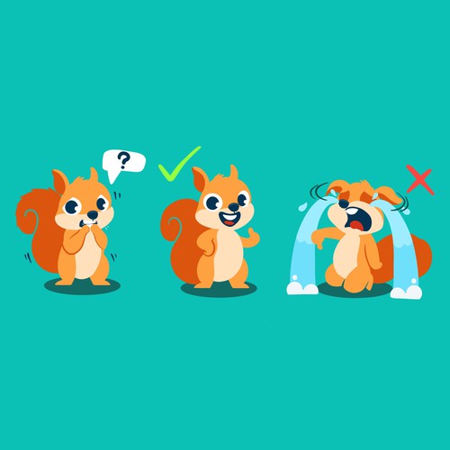 Comic-style squirrel for language learning app Design by BrianCarreno™