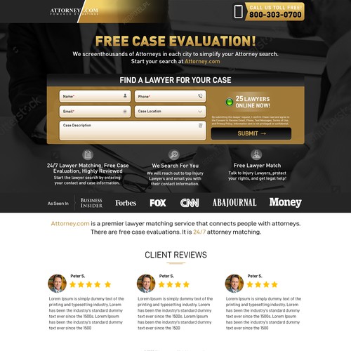 Design a Landing Page for Attorney.com Design by Atul-Arts