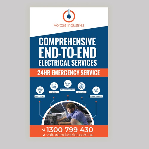 Voltora Industries Back Wall Banner Design by Sketch Media™