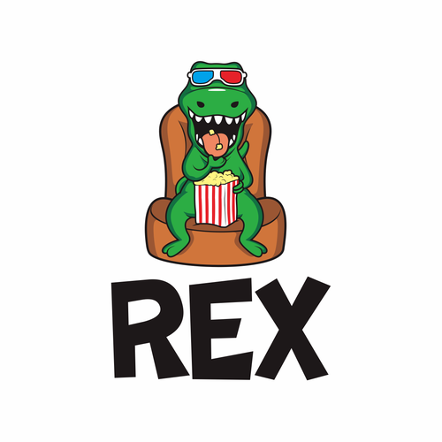 Design Rex Mobile App - Popcorn Eating T. Rex wearing 3D glasses por diablo elvins