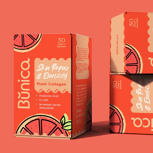 Collagen with personality. Clean and inviting box label design. Design by IleanaP