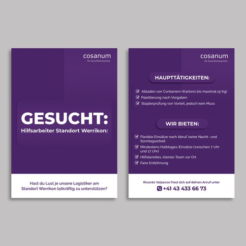 Job Flyer Cosanum Ontwerp door HF Tushar