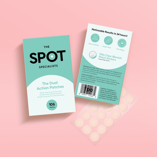 Pimple Patch PACKAGING to appeal to FEMALE BEAUTY user Design by JBW_DESIGN