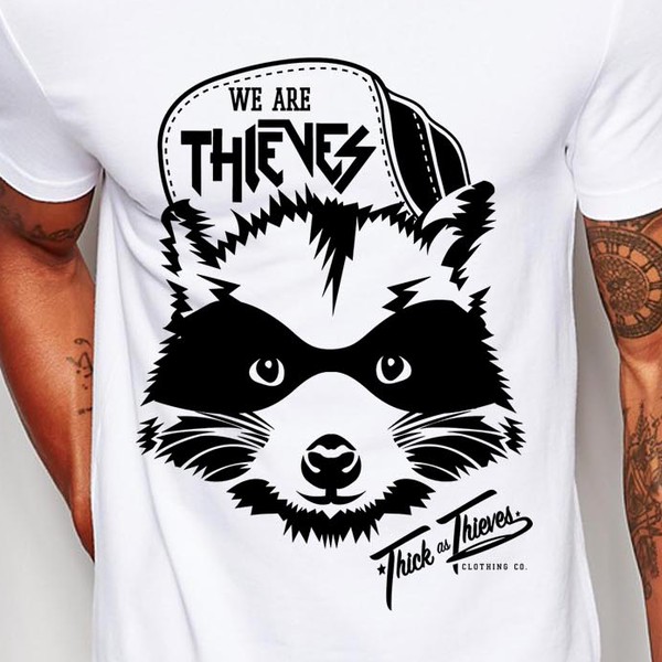 Design by MistrustBuffaloes titled "thick as thieves racoon"