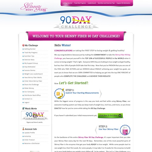 Create the next website design for Skinny Fiber 90 Day Weight Loss Challenge Ontwerp door purplecherrystudios