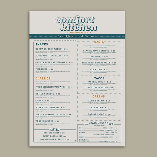 Design a cool new menu for a breakfast & lunch spot in Upstate NY Design by Etterisc