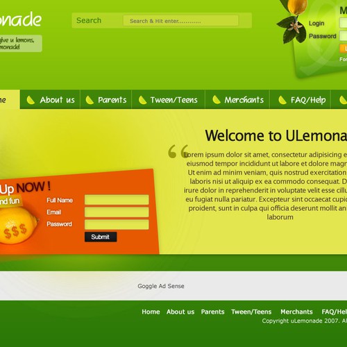 Logo, Stationary, and Website Design for ULEMONADE.COM Diseño de nasgorkam