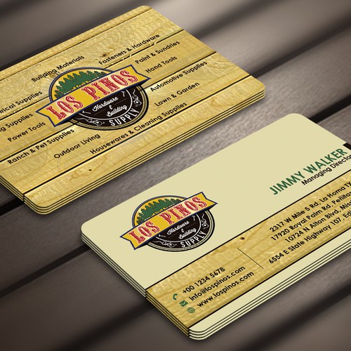 Los Pinos Hardware & Building Supply Business Card Contest! Design by Nerys Design™