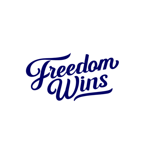 Freedom Wins - Information to Improve Your Freedoms - Cursive Font Logo Design by ValHarbar