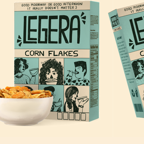 Premium cereal breakfast packaging (Corn Flakes) Design by Maira Wolfe