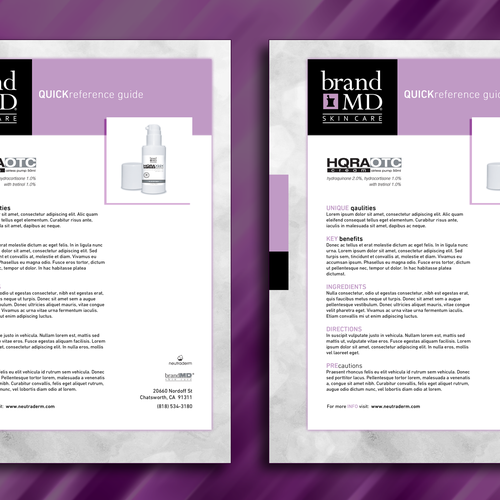 Skin care line seeks creative branding for brochure & fact sheet Réalisé par todberez