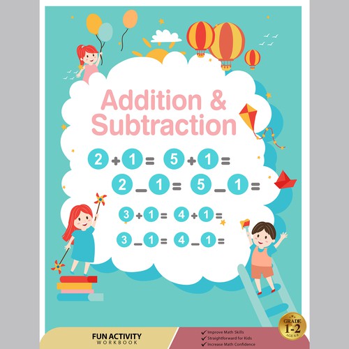 Fun design for kids math workbook Design by Aaniyah.ahmed