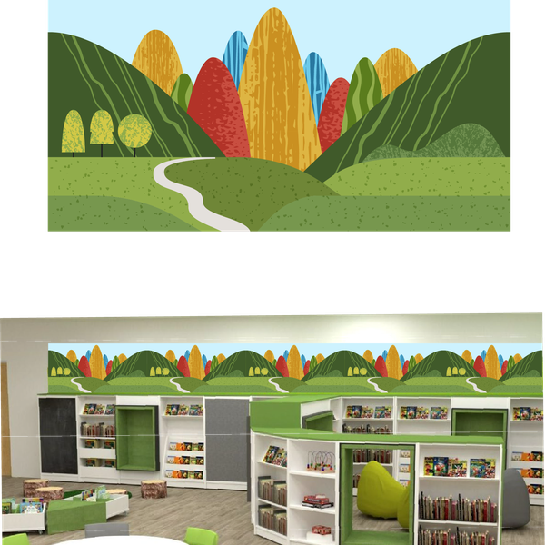 Nature theme frieze for libraries