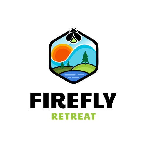 Firefly Retreat. Fun logo inspiring families to explore the outdoors! Design by hidra ✅