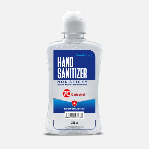 Design a Luxurious and Modern bottle label for Hand Sanitizer Product: GermPro 70!! Design by NABEEL™