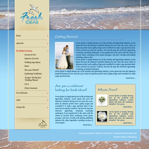 Marriage celebrant - Home page design only