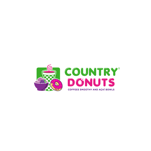 We need a modern exciting logo to encompasses our Name Country Donuts Coffee smoothy bowls Design von ropix