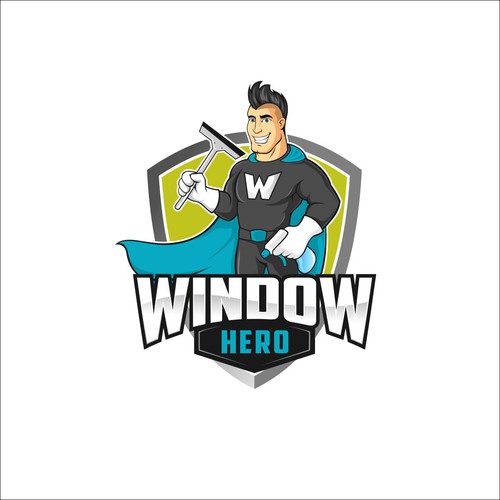 Design a mascot logo for Window Hero, a window washing company Design by AzZura83