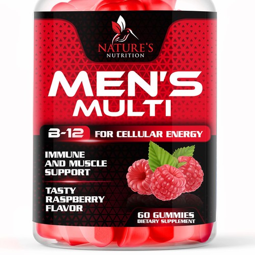 Designs | Men's Multivitamin Gummies label design needed for Nature's ...