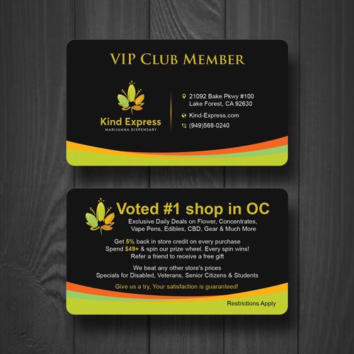 Designs a VIP membership card/business card for a marijuana