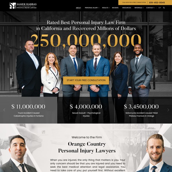 Design by LarnDesigns titled "Professional and Elegant Law Firm Website for Injury Victims"