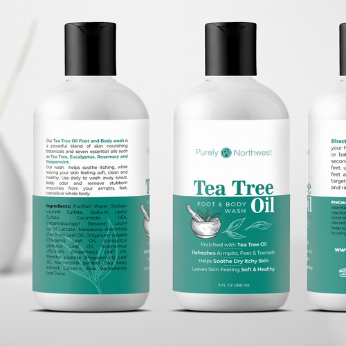 Updated Tea Tree Body Wash Label Design réalisé par Dimario Moretti