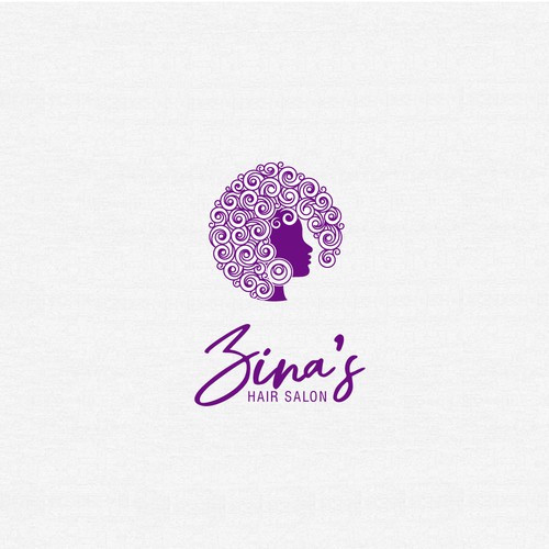 Showcase African Heritage and Glamour for Zina's Hair Salon Logo Design by 'OUM'