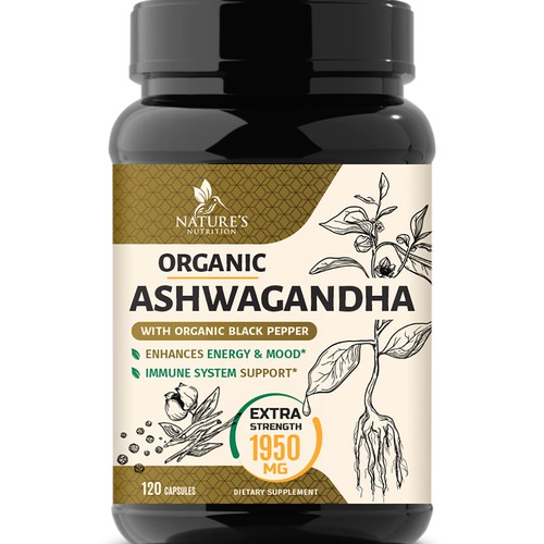 Natural Ashwagandha Capsules Design Needed for Nature's Nutrition Design réalisé par Wfemme