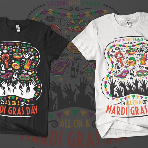 Festive Mardi Gras shirt for New Orleans based apparel company Diseño de revoule