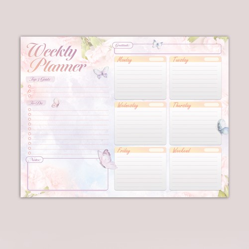 Design a weekly planner template with graphical elements. Design by LunarDragon