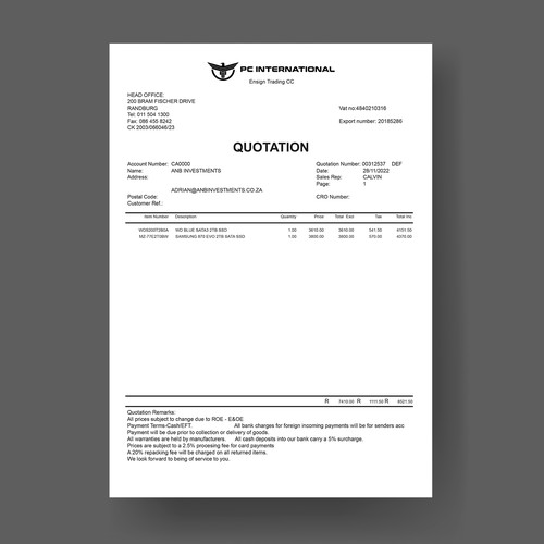 Given logo to be added to quotation to enhance brand appeal Design by Amitspro™