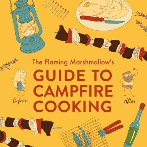 Create a cover design for a cookbook for camping. Design by Olef