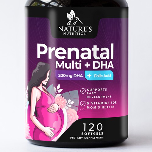 Design di Prenatal Vitamins Label Design needed for Nature's Nutrition di R O S H I N