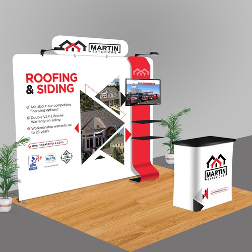 Powerful and eye-catching trade show booth Design by dezignedge*