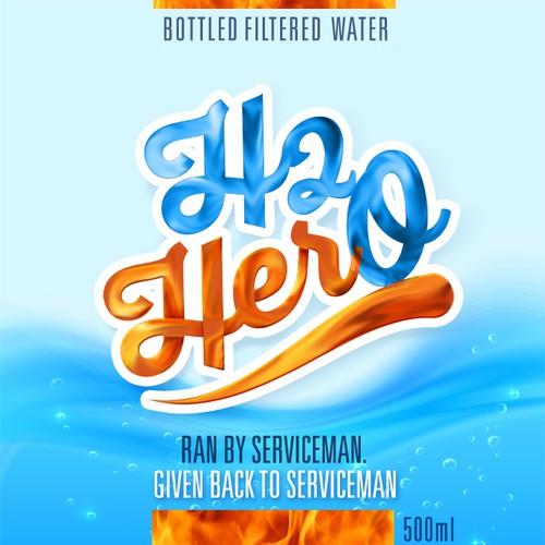 Create a capturing energetic and heroic design bottled water label that captures charitable minds Design by Adrian Medel Aceiro