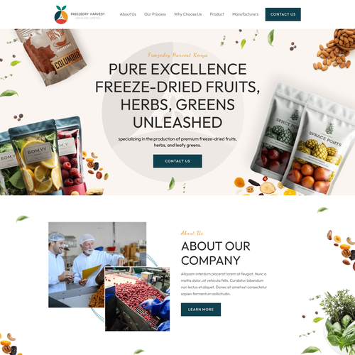 We need a web design for a freeze dried product factory in Kenya Design by FuturisticBug