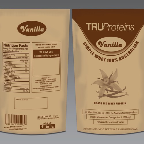 We need a simple, clean single color label for TruProteins product ...