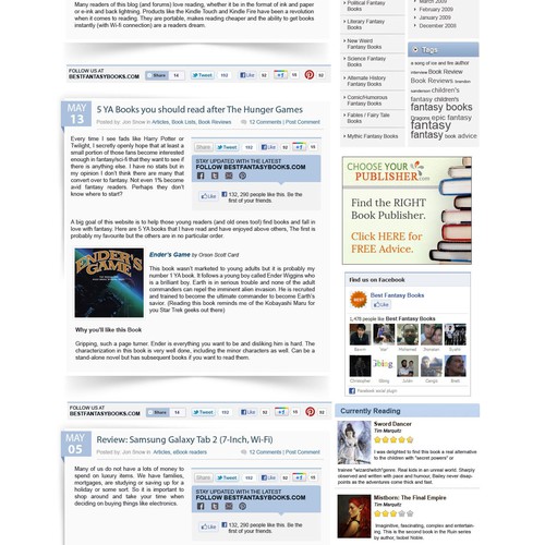 Help Best Fantasy Books with a new website design Réalisé par rosiee007