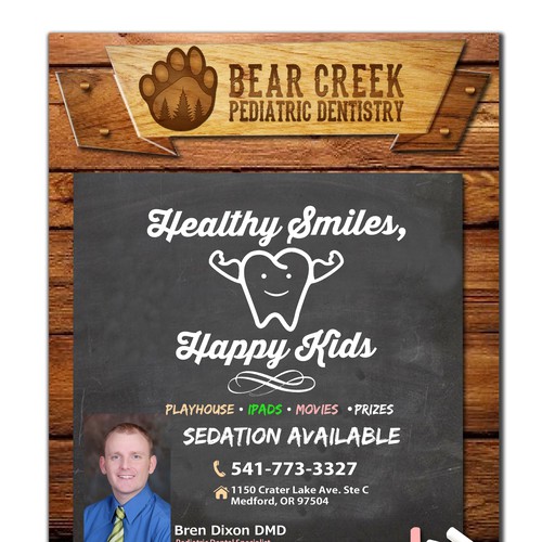 We need a new look to advertise our pediatric dental office Design by R A Y A ™