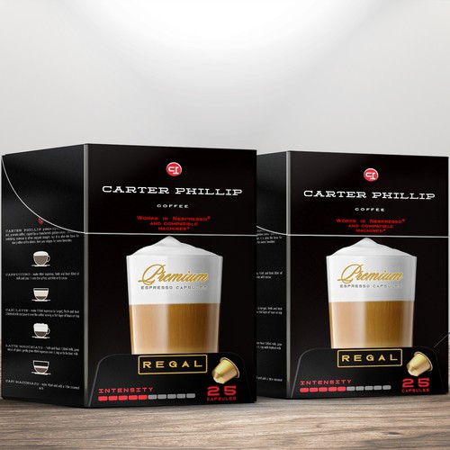 Design an espresso coffee box package. Modern, international, exclusive. Design by bcra